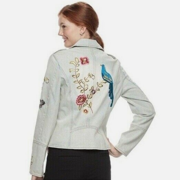 Candie's Jackets & Blazers - NWT Candie’s Embroidered Moto Denim Jean Jacket Size Large